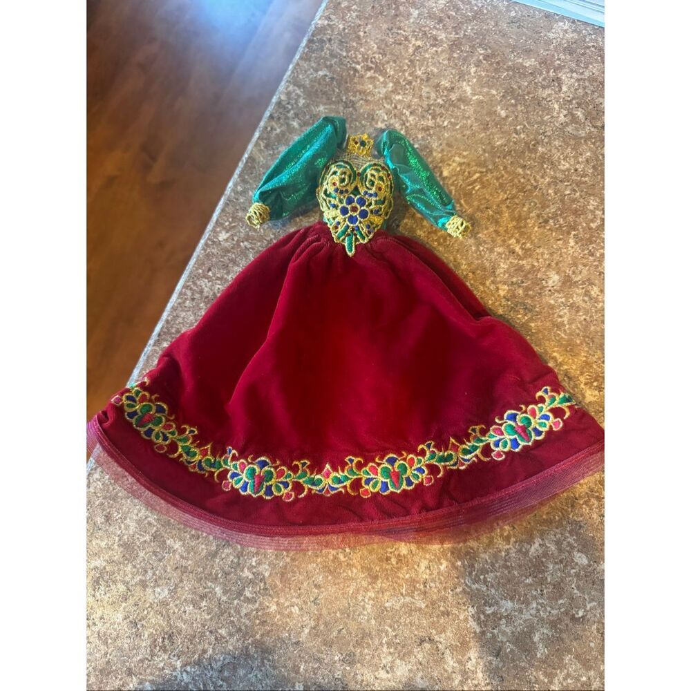 Vintage 1995 Holiday Jewel Barbie Dress Red Velvet Christmas Gown Replacement Ou